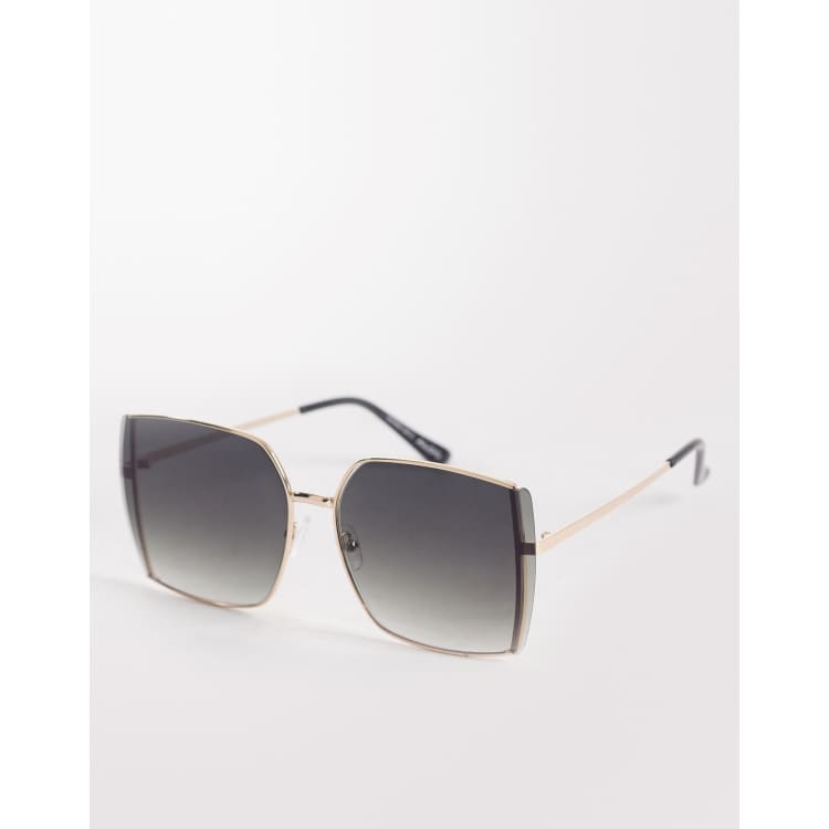ALDO leilah oversized rimless sunglasses with green lenses in gold