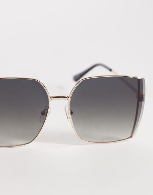 ALDO - Leilah - Oversized zonnebril zonder rand met groene glazen in goud, 2 van 3