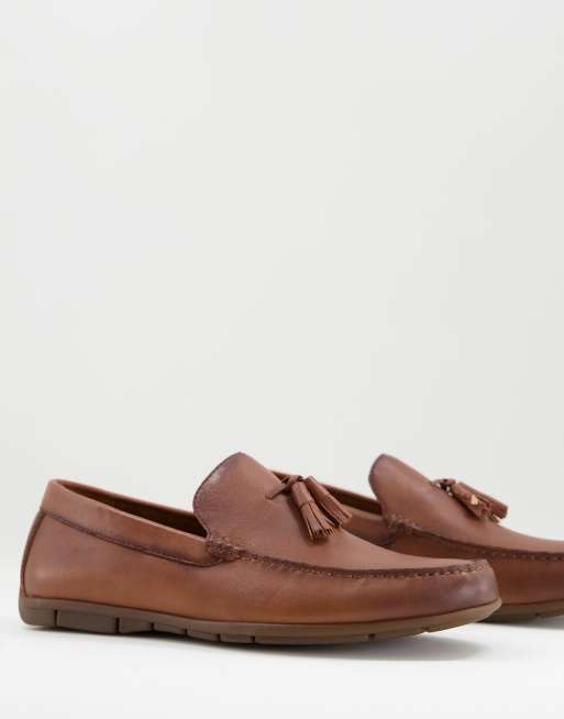 ALDO - Leren mocassins met kwastje in bruin