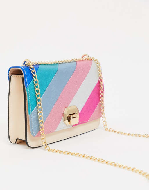 ALDO Lerrasa chain detail cross body bag in rainbow ASOS