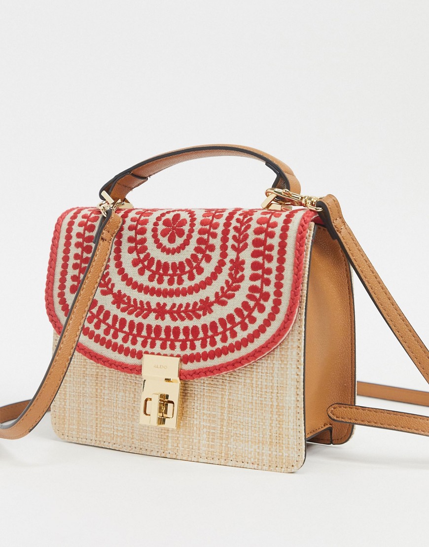 ALDO Liabel artisan pattern handbag in red
