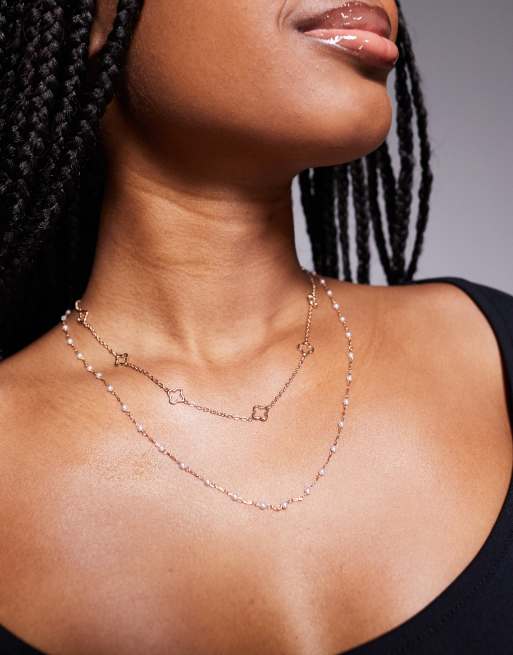 ALDO - Lilavi - Meerlaagse choker ketting met bloemetjes in goud