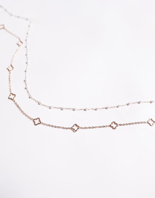 ALDO lilavi multirow choker necklace with flower pendants in gold, 2 of 3