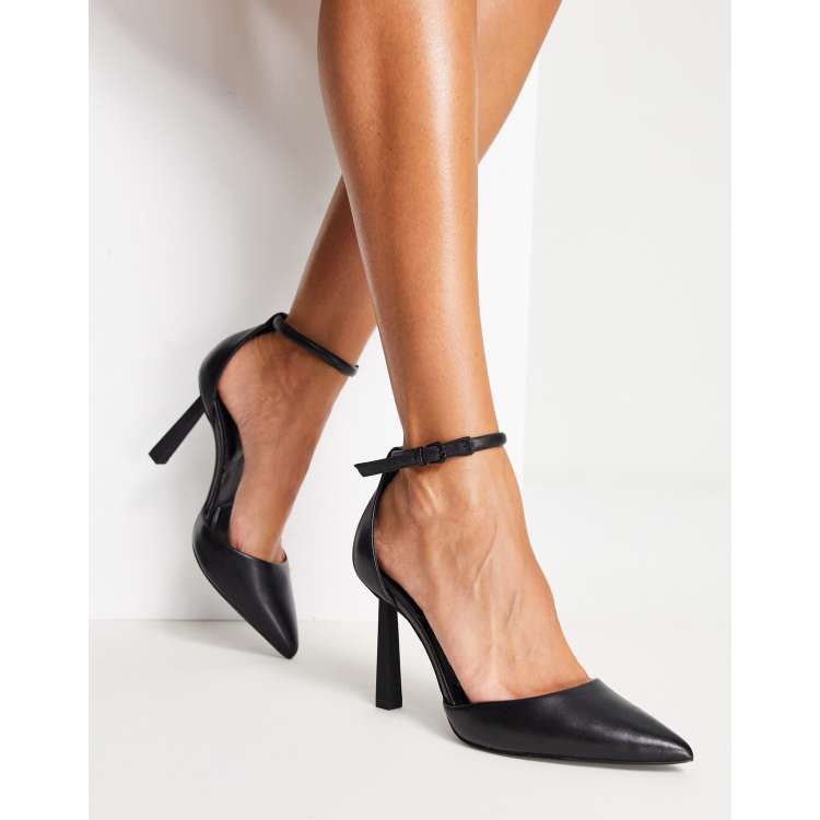 Black leather stiletto clearance shoes