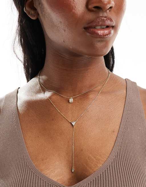 ALDO – Louvie – Mehrreihige Halskette in Gold im Y-Design 