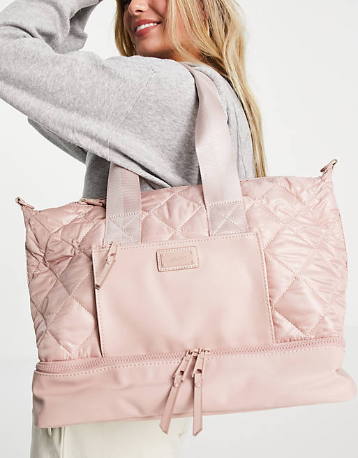 ALDO Love Planet Pilini quilted sustainable multi-section tote bag in rose