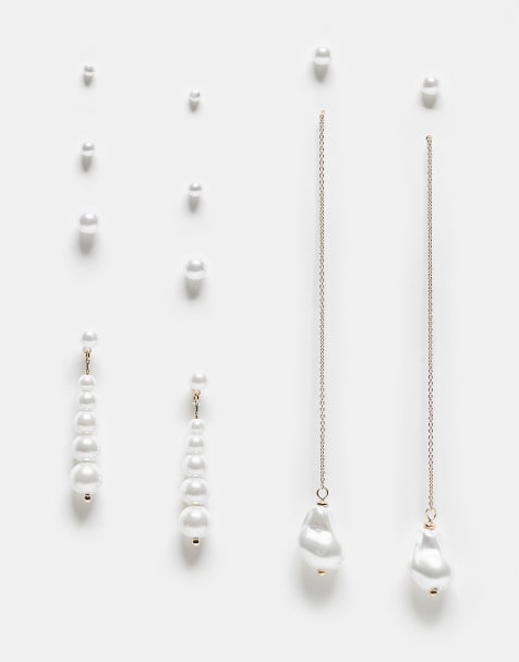 ALDO - Luminna - Set van 6 paar oorbellen met parels - view 1