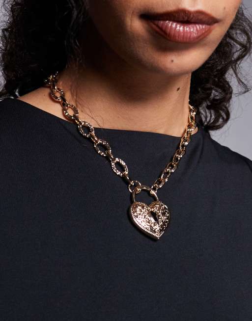 ALDO luvella vintage heart lock necklace in gold