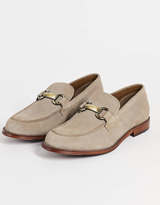 Aldo luxe leather metal trim loafers in dark beige | ASOS