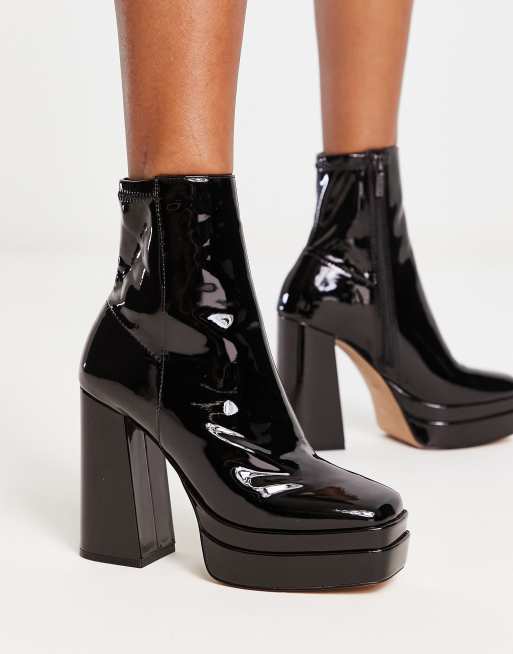 ALDO Mabel platform boots in black patent | ASOS