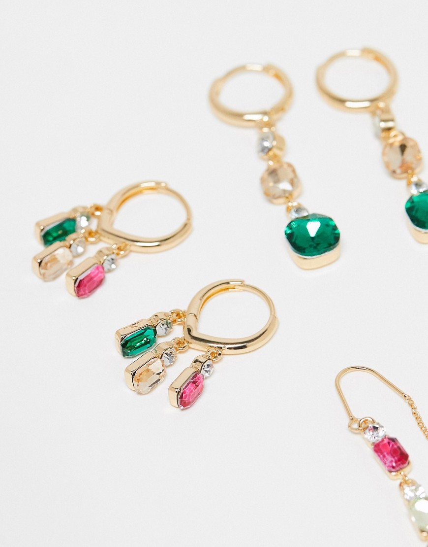 ALDO Maerel multipack of jewel charm stud and hoop earrings in gold