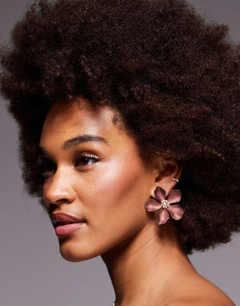 ALDO maflorra flower earrings in brown - view 1