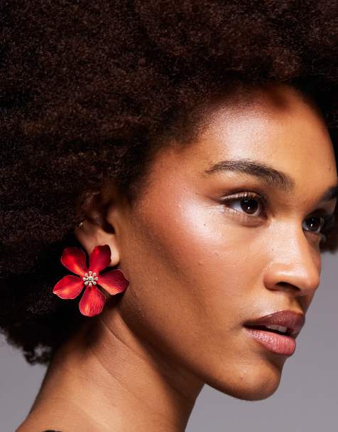 ALDO maflorra flower earrings in red - view 1