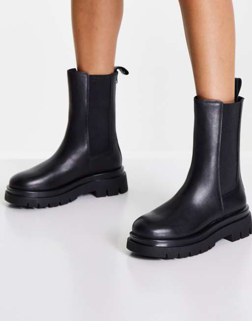 Black calf 2025 boots flat