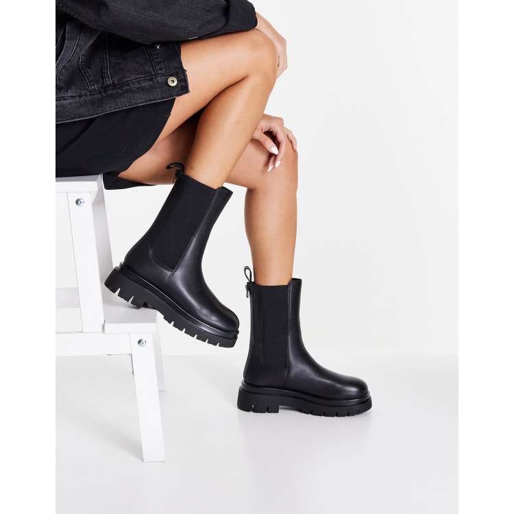 Buy Lipsy Black Zip Flat Ankle Boot - Leather Look from the Next UK online  shop