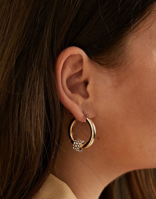 ALDO Margarine diamante chunky hoop earrings in gold