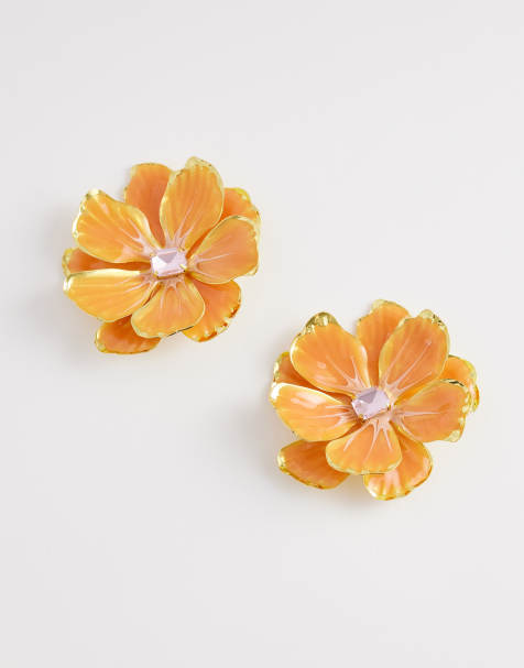 ALDO mariglo flower earrings in orange - view 1