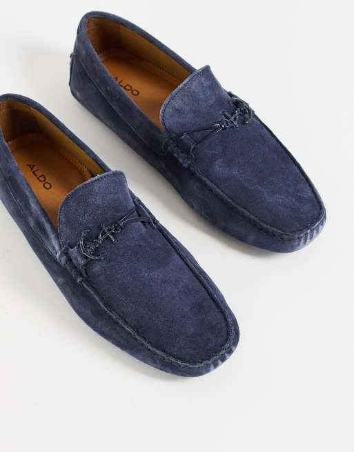 Aldo – Marinblå loafers med läderdetaljer