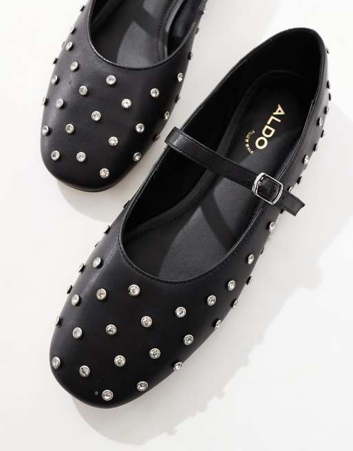 ALDO Marylina Studded Ballet with Buckle in Black Leather, 2 of 4