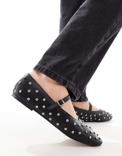 ALDO Marylina Studded Ballet with Buckle in Black Leather, 4 of 4