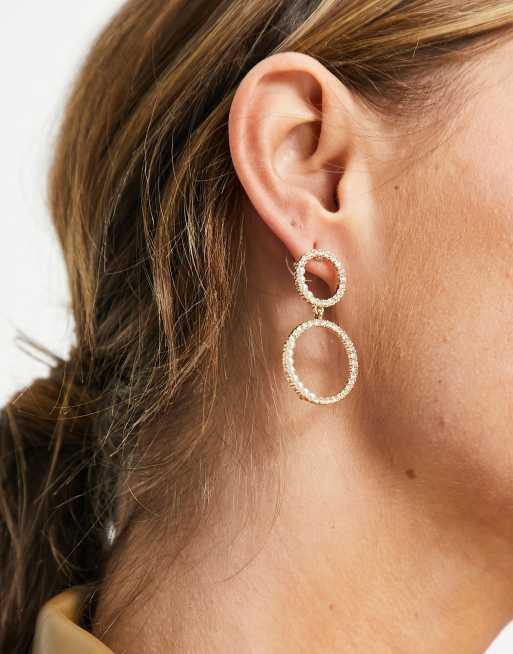 ALDO - Maskiell - Orecchini color argento a doppio cerchio con strass