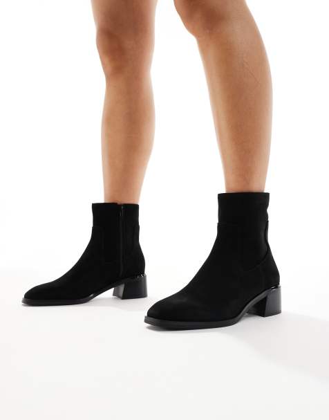 ALDO Meraendar block heel ankle boots with metal detail in black suede - view 1