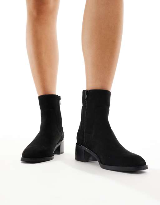 ALDO Meraendar block heel ankle boots with metal detail in black suede, 4 of 4