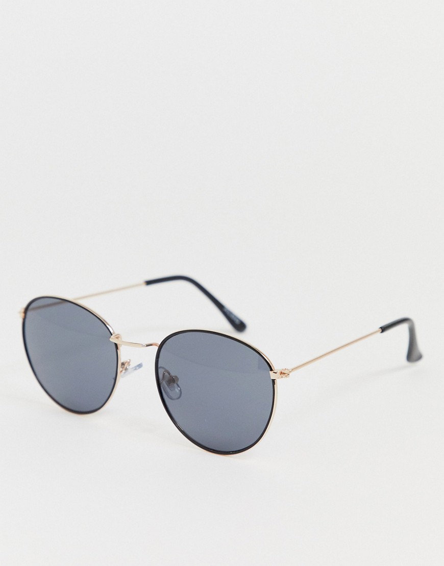 Aldo Metal Frame Round Sunglasses-Black