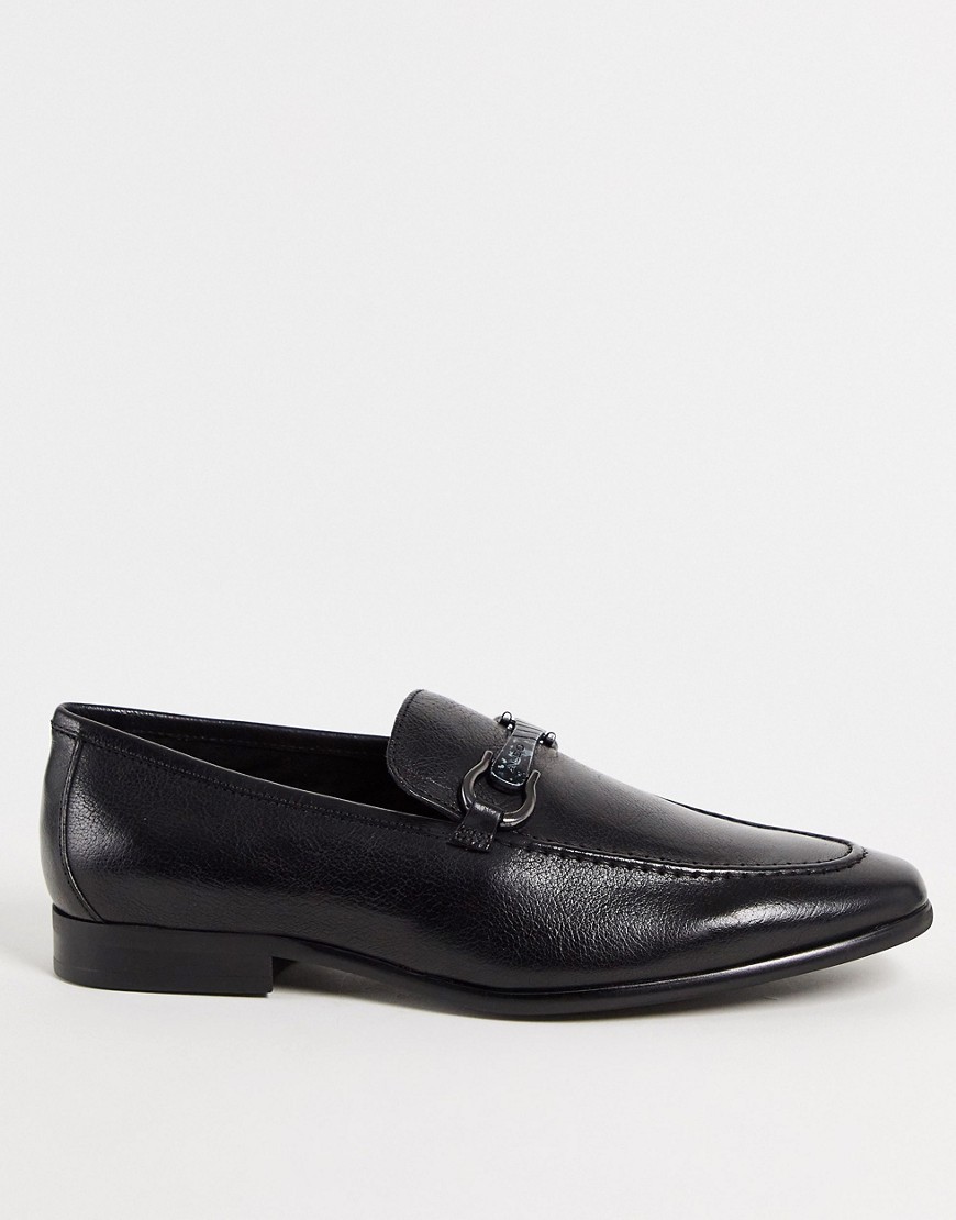 aldo metal trim leather dress loafers in black