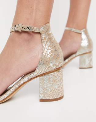 mid block heel sandals silver