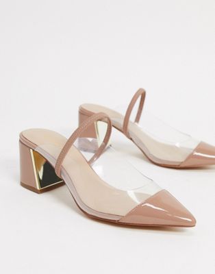 clear mid heel shoes