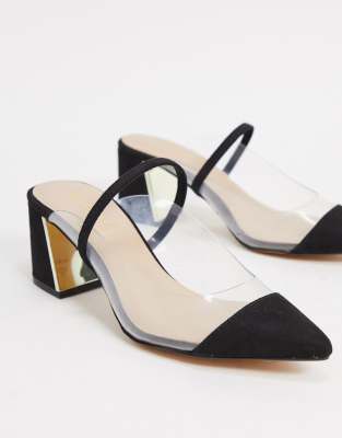 black mid heel slingback shoes