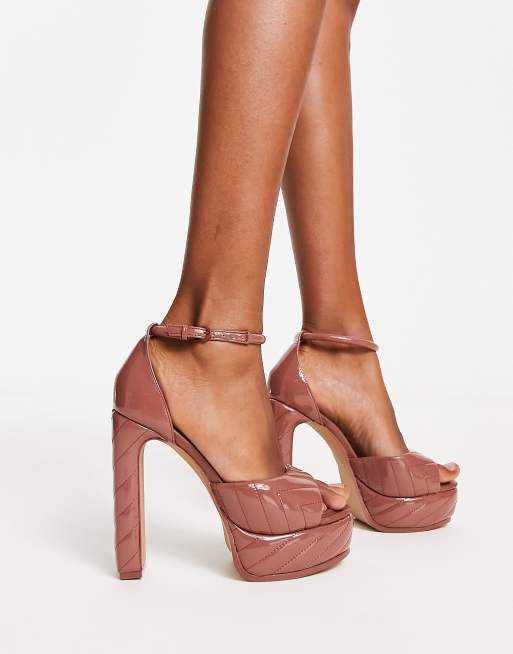 ALDO Milena quilted patent platform heels in mauve ASOS