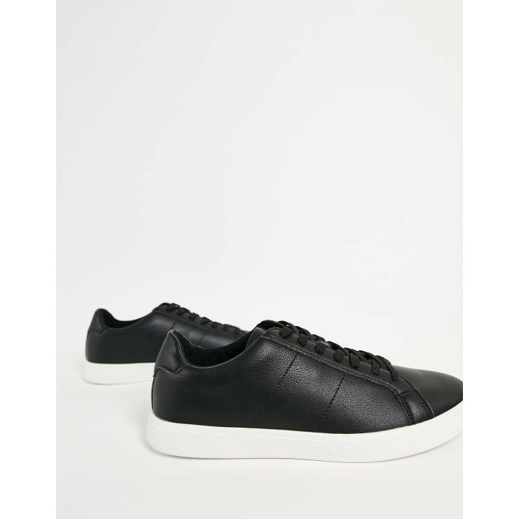 Aldo minimal lace up trainers in black with white sole ASOS