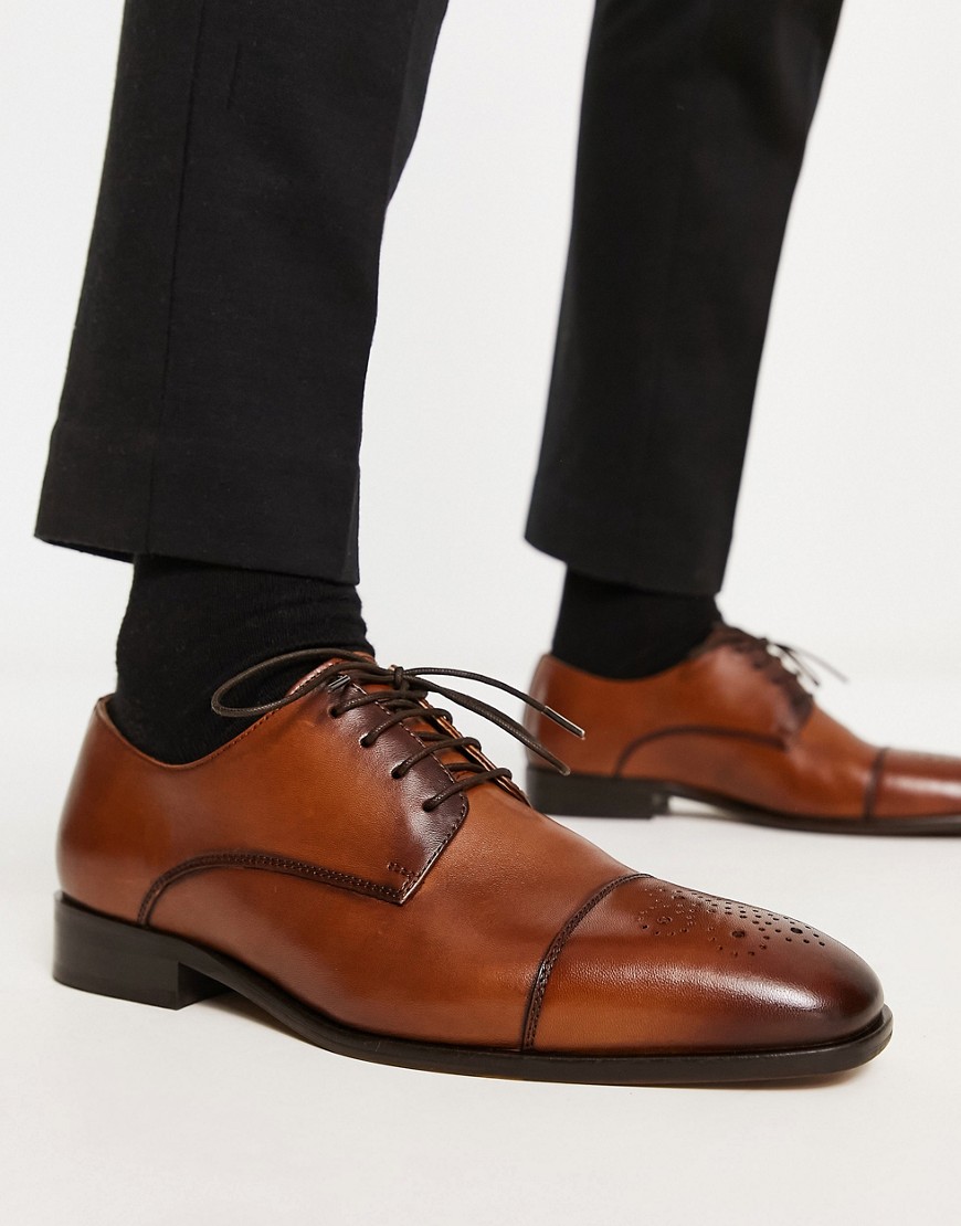 ALDO Miraond lace up derby shoes in cognac leather-Brown