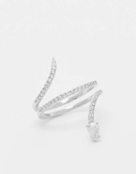 ALDO Mirienad wrap around crystal snake ring in silver - view 1
