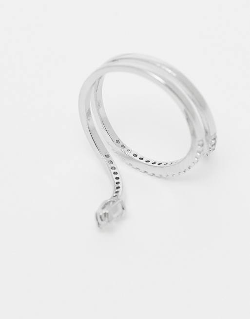 ALDO Mirienad wraparound crystal snake ring in silver, 3 of 3