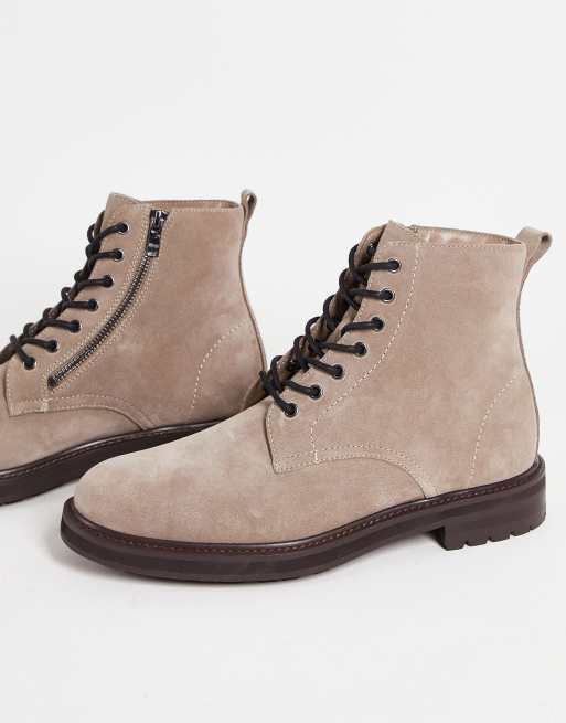 Aldo – Mörkbeige läderkängor