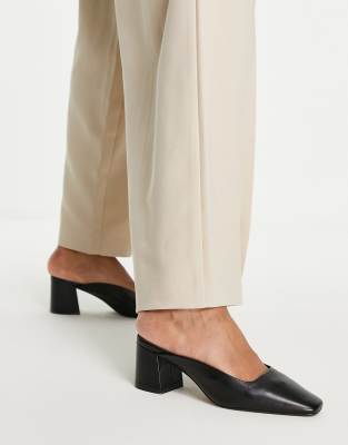 Aldo leather square toe heeled mules in black - ASOS Price Checker