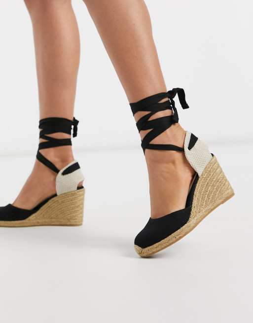 ALDO Muschetta espadrille wedge sandal in black suede ASOS