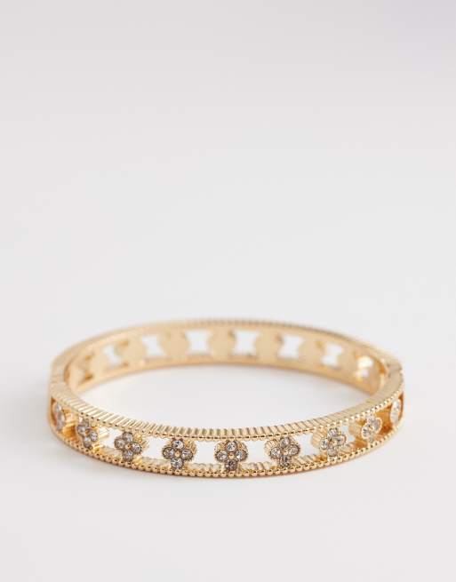 ALDO nanaladar clover embellished bangle in vintage gold