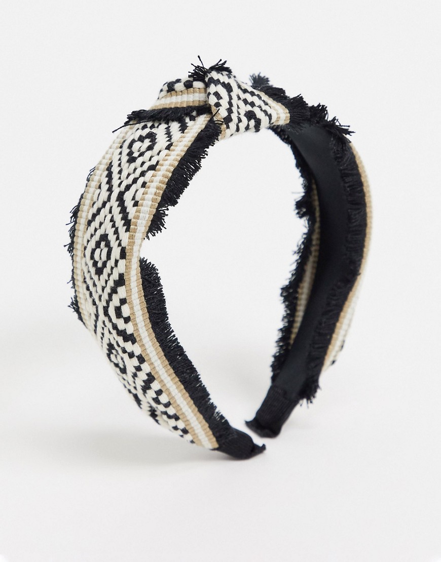 ALDO - Nangetty - Gedraaide hoofdband met franjes en geometrische print-Meerkleurig