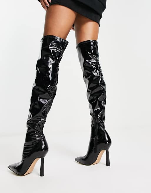 Aldo black store patent boots