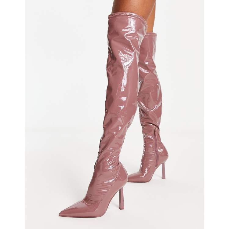 over the patent boots in pink | ASOS