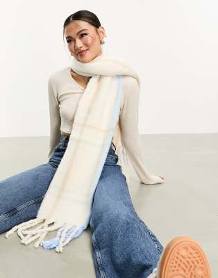 ALDO ALDO Nerilly blanket scarf in white and pale blue