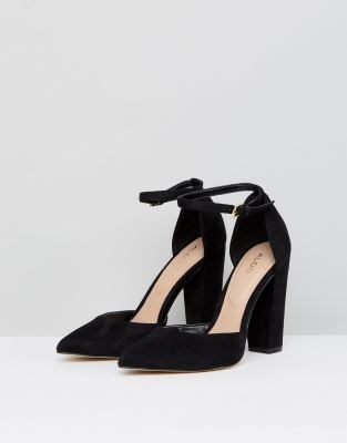 aldo black ankle strap heels