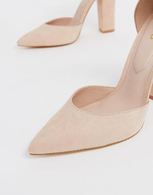 escarpin beige talon carré
