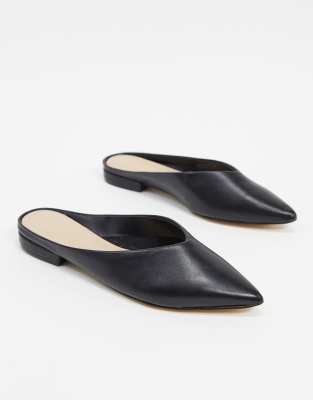 black leather mules