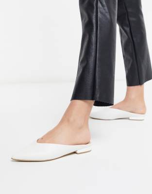 white slip on mules