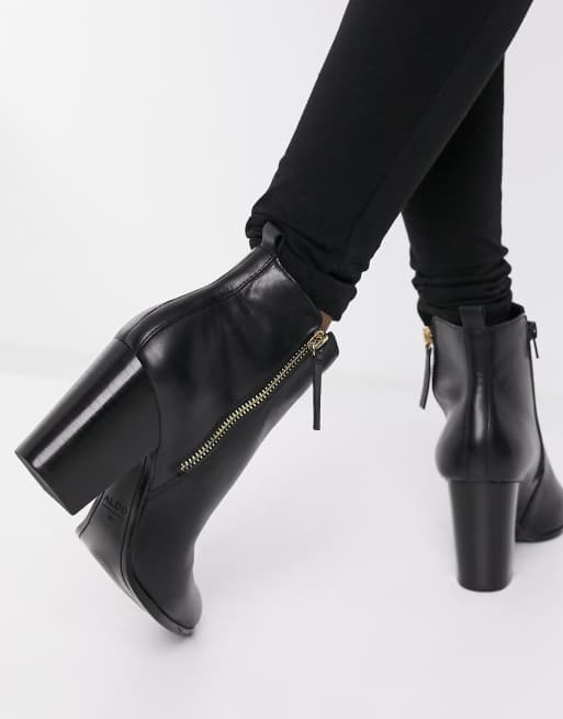 Black leather ankle store boots with zip